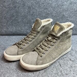 Gola Coaster Peak Mark Cox Suede High Top Sneakers Tan Faux Fur Lining Size 10